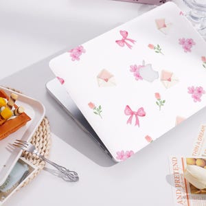 Rosa Schleife und Blumen neue pro Mac Schutzhülle personalisierte Name für Macbook Air 11/13/15, Pro 14/15/16 Apple Laptop 2025,Macbook Cover