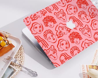 Abstract Women Face New Pro Mac Protective Case Personalized Name For Macbook Air 11/13 Pro13/14/15/16 Apple Laptop 2025 2024 2023 Macbook