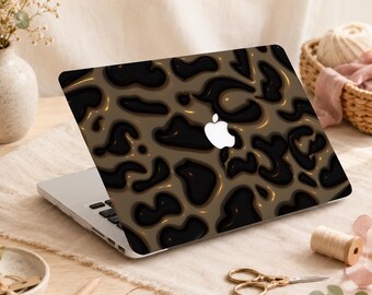 Custodia protettiva personalizzata con nome per Macbook Air 11/13/15, laptop Apple, custodia per Macbook 2025, custodia per laptop personalizzata con macchie di leopardo