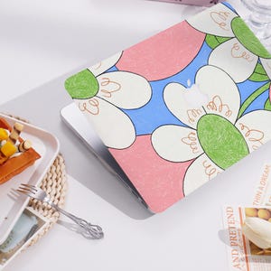 Cute White Flowers New Pro Mac Protective Case Personalized Name For Macbook Air 11/13 Pro 13/14/15/16 Apple Laptop 2025 2024 2023 Macbook