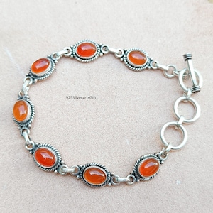 Carnelian Bracelet, 925 Silver Bracelet, Bracelet For Women, Natural Carnelian, Handmade Bracelet, Gemstone Bracelet, Dainty Bracelet