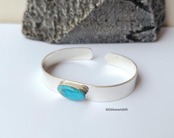 Handmade Mohave Turquoise Sterling Silver Bangle