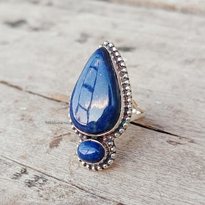 Lapis Lazuli Ring, Handmade Ring, 92.5% Sterling Silver Ring, Lapis Silver Ring, 925 Solid Sterling Silver Ring, Boho Ring, Ring for Women