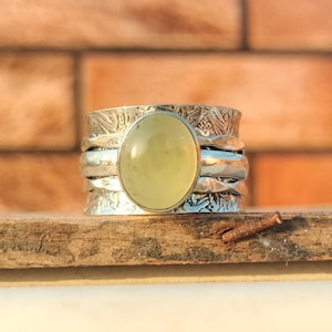 Prehnite Ring, Handmade Ring, 925 Sterling Silver Ring, Natural Prehnite, Gift For Her