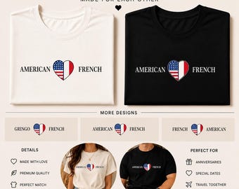 Américain, Coupe du monde, Chemise couple, Motif drapeau coeur, T-shirt fierté minimaliste, Cadeau de voyage, Cadeau pour couple, Chemise de vacances, T-shirt unisexe, Colombie, Pérou