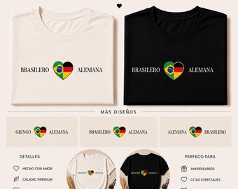 Allemagne, Coupe du monde, Chemise couple, Motif drapeau coeur, T-shirt fierté minimaliste, Cadeau de voyage, Cadeau couple, Chemise de vacances, T-shirt unisexe