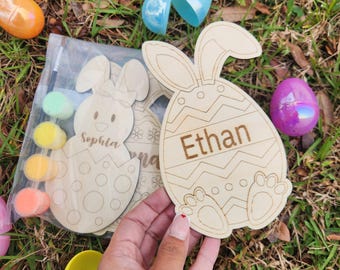 Kit de peinture personnalisé pour oeuf de Pâques : créations en bois de lapin, objet de panier