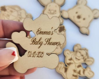 Cadeaux de naissance Winnie l'ourson gravés : Aimant décoratif en bois