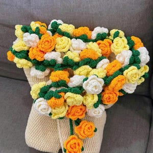 Crochet Flower Bouquet Blanket, Handmade Crochet Rose Bouquet Blanket, Soft Blanket, Mother’s Day Gift, Wedding Gift, Back To School