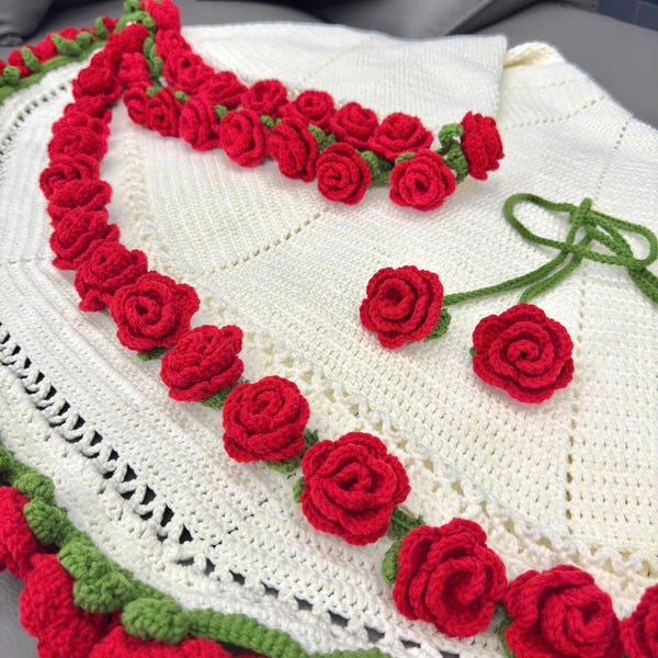 Crochet Flower Bouquet Blanket, Handmade Crochet Tulip Bouquet Blanket, Soft Blanket, Christmas Gifts, Gift For Her, For Wife, Wedding Gift