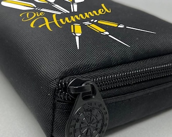 Dart Case schwarz mit individueller Beschriftung für 1-2 Sätze fertig montierter Darts, versch. Designs zur Wahl oder nach eigenem Entwurf
