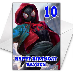 MYLES MORALES Personalisierte Geburtstagskarte - Spiderman Personalisierte Geburtstagskarte - Miles Morales Geburtstagskarte - Hulk - Spiderman