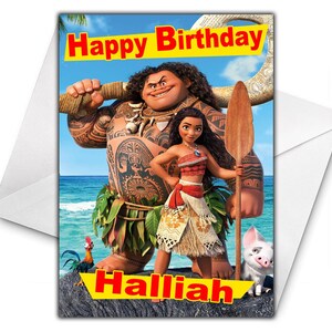 DISNEY MOANA personalisierte Geburtstagskarte - Disney Moana Geburtstag personalisierte Geburtstagskarte - Disney personalisiert - Baby Moana Geburtstagskarte