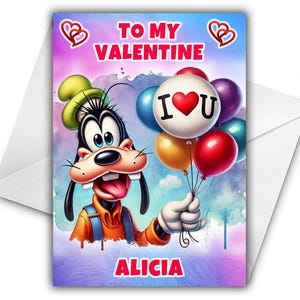 GOOFY Personalisierte Valentinstagskarte - Disney Valentinstagskarte - Donald Duck Valentinstagskarte - Micky Maus - Goofy - Donald Duck