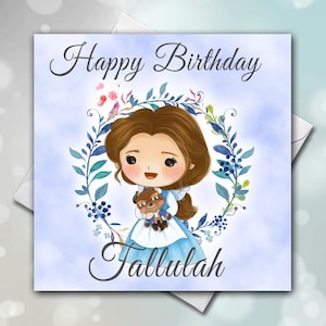 Biglietto di compleanno personalizzato PRINCIPESSA BELLE - Biglietto di compleanno personalizzato Disney - Biglietto di compleanno Principessa Belle - Biglietto La Bella e la Bestia