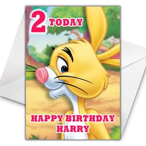 Carte d'anniversaire personnalisée LAPIN - carte d'anniversaire personnalisée Winnie l'ourson - carte d'anniversaire Disney - carte personnalisée ourson et ses amis