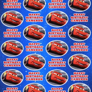 DISNEY CARS Personalised Birthday Wrapping Paper - Disney Cars Personalised Gift Wrap - Lightning McQueen Wrapping Paper - Disney Wrap - D3