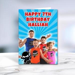 Tarjeta de cumpleaños personalizada de NINJA KIDS - Tarjeta de cumpleaños personalizada de Ninja Kids - Tarjeta de felicitación personalizada para niños - Tarjeta Ninja Kids