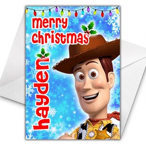 WOODY Personalised Christmas Card - Disney Christmas Card - Woody Personalised Greetings Card - Toy Story Christmas Card - Toy Story- Buzz