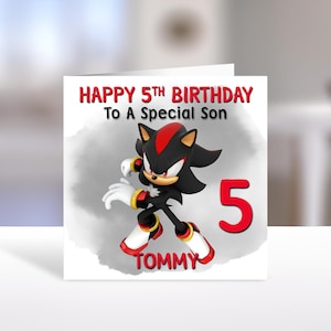 Carte d'anniversaire personnalisée BLACK SHADOW SONIC - carte d'anniversaire personnalisée Sonic - carte d'anniversaire Sonic - Sonic Heroes - Black Shadow Sonic
