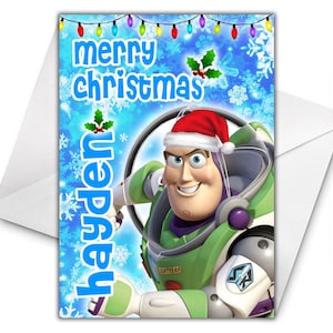 BUZZ LIGHTYEAR Personalised Christmas Card - Disney Christmas Card - Buzz Personalised Greetings Card - Toy Story Christmas card - Toy Story