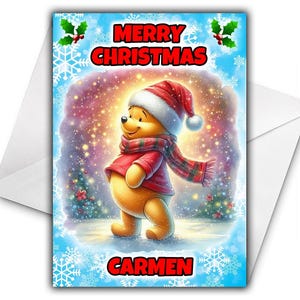 Tarjeta de Navidad personalizada de WINNIE THE POOH - Tarjeta de Navidad Disney - Tarjeta de felicitación personalizada de Winnie The Pooh - Tarjeta de Navidad de Pooh - Tigger