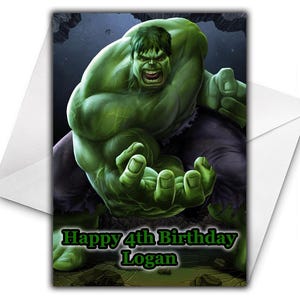 HULK Personalisierte Geburtstagskarte - Der unglaubliche Hulk Personalisierte Geburtstagskarte - Captain America Geburtstagskarte - Groot - Spiderman - IronMan