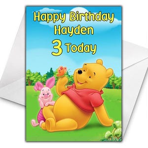 Carte d'anniversaire personnalisée WINNIE L'ourson - Carte d'anniversaire personnalisée Disney - Carte d'anniversaire Disney Winnie l'ourson - Bourriquet