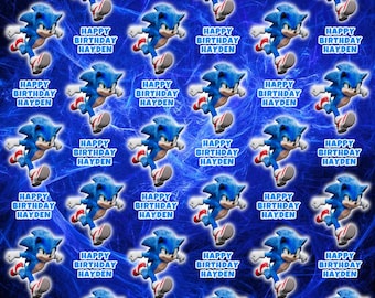 SONIC Personalised Birthday Wrapping Paper - Sonic Heroes Personalised Gift Wrap - Sonic Gift Wrap - Sonic The Hedgehog - Knuckles - Tails 2