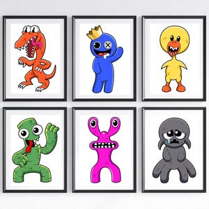 RAINBOW FRIENDS Set van 6 prints - Roblox Art-set - Sprunki Artwork - Rainbow Friends artworkprints - Rainbow Friends Gaming prints posters
