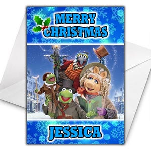 MUPPETS CHRISTMAS CAROL Biglietto di Natale personalizzato - Biglietto di Natale Disney - Biglietto di auguri personalizzato Muppets - Kermit la rana Natale
