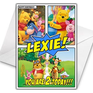Carte d'anniversaire personnalisée WINNIE L'ourson - Disney anniversaire carte d'anniversaire personnalisée - carte d'anniversaire Disney Winnie l'ourson - Bourriquet - D3