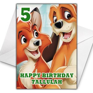 Carte d'anniversaire personnalisée FOX AND The Hound - carte d'anniversaire personnalisée Fox and the Hound - carte d'anniversaire Disney - Fox and the Hound