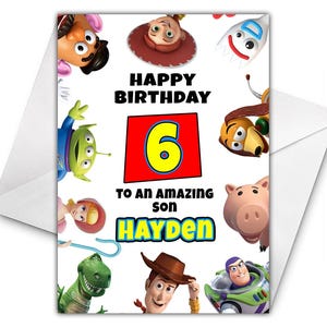TOY STORY Geburtstagskarte personalisiert - Toy Story Geburtstag Geburtstagskarte personalisiert - Disney Geburtstagskarte - Buzz Lightjahre - Sheriff Woody