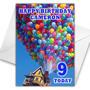 DISNEY UP Personalised Birthday Card - Disney Birthday Personalised Birthday Card - Disney Up Birthday Card - Disney&#39;s Up Birthday Card