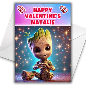 GROOT Personalisierte Valentinstagskarte - Marvel Valentinstag Karte - Groot Grußkarte - Marvel Superhelden - Spiderman - Thor - Iron Man