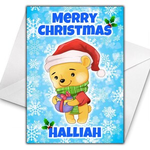 WINNIE THE POOH Personalisierte Weihnachtskarte - Disney Weihnachtskarte - Winnie The Pooh Personalisierte Grußkarte - Pooh Weihnachtskarte - D6