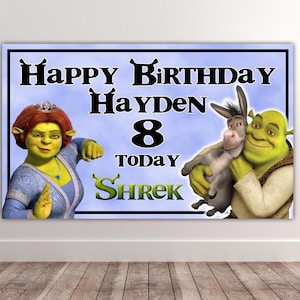 SHREK Personalised Birthday Backdrop - Shrek Birthday Backdrop - Shrek Birthday Banners - Shrek Personalised Party Backdrop - Princess Fiona