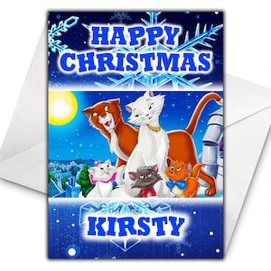 おしゃれキャット パーソナライズ クリスマスカード - ディズニー クリスマスカード - おしゃれキャット パーソナライズ グリーティングカード - ディズニー マリー クリスマスカード