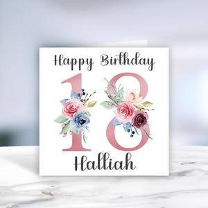 18.Blumengeburtstag - Personalisierte Geburtstagskarte - im Alter von personalisierter Grußkarte - Geburtstagskarte für Männer und Frauen - Alles Gute zum Geburtstag