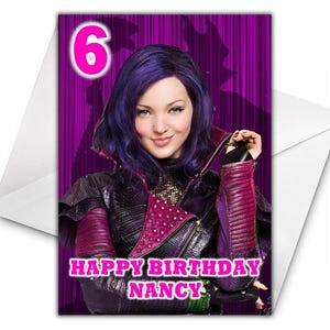 MAL DESCENDANTS Cartão de aniversário personalizado - Disney Descendants Birthday Cartão de aniversário personalizado - Disney Cartão de felicitações personalizado