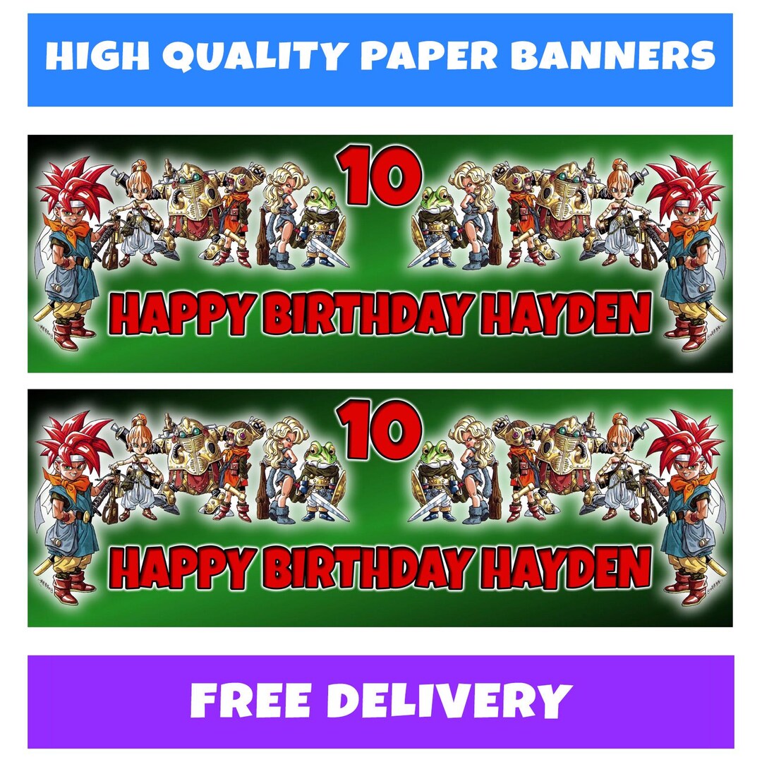 Time Trigger Banner CHRONO TRIGGER Personalised Birthday Banners - Chrono Trigger Birthday ...