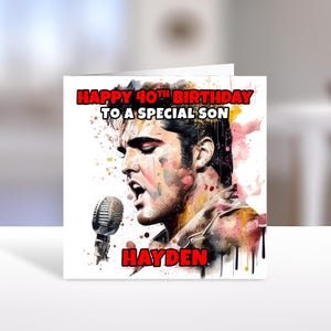 Biglietto di auguri di compleanno personalizzato ELVIS PRESLEY - Biglietto di auguri di compleanno personalizzato Elvis Presley - Biglietto di auguri di compleanno Elvis Presley - Biglietto musicale Elvis Presley