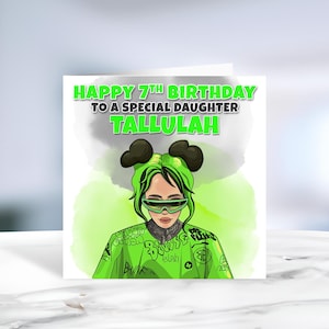Tarjeta de cumpleaños personalizada de Billie Eilish - Tarjeta de cumpleaños personalizada de Billie Eilish - Tarjeta de cumpleaños de Billie Eilish - Tarjeta musical de Billie Eilish