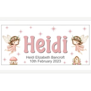 FEE FEE Personalisiertes Namensdruck - Voll gerahmte Kunst - Süße Feen Namensdruck - Kinderzimmer Wandkunst - Fee Schlafzimmer Kinderzimmer - Einhorn Kunst