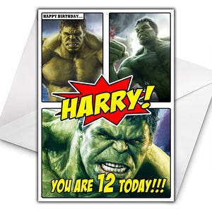 HULK Personalisierte Geburtstagskarte - Der unglaubliche Hulk Personalisierte Geburtstagskarte - Captain America Geburtstagskarte - Groot - Spiderman - IronMan 2
