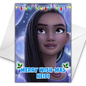 DISNEY WISH personalisierte Weihnachtskarte - Disney Weihnachtskarte - Wish personalisierte Grußkarte - Wunsch Weihnachtskarte - Asha - Valentino Wunsch