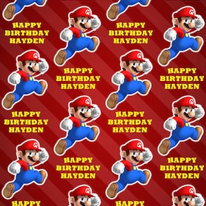 SUPER MARIO Carta da regalo personalizzata per compleanno - Carta da regalo personalizzata Super Mario - Carta da regalo Super Mario - Luigi - Principessa Peach - D2