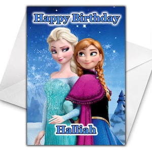 DISNEY FROZEN personalisierte Geburtstagskarte - Disney Eiskönigin personalisierte Geburtstagskarte - Disney personalisierte Karte - Anna Elsa Geburtstagskarte