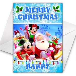MICKEY MOUSE CLUBHOUSE Personalisierte Weihnachtskarte - Disney Weihnachtskarte - Micky Maus Personalisierte Grußkarte - Micky Weihnachtskarte